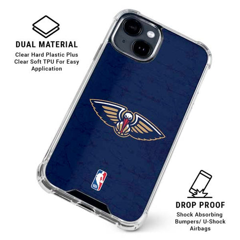 NBA New Orleans Pelicans Distressed iPhone 15 Plus Clear Case