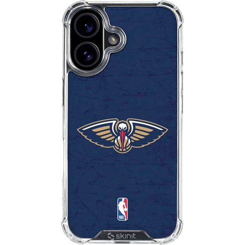 NBA New Orleans Pelicans Distressed iPhone 16 Clear Case