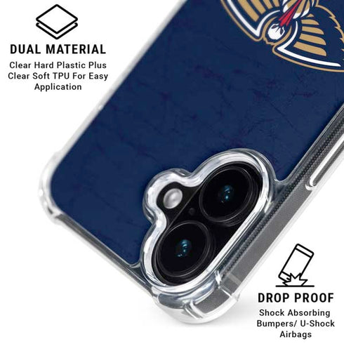 NBA New Orleans Pelicans Distressed iPhone 16 Clear Case