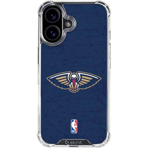 NBA New Orleans Pelicans Distressed iPhone 16 Plus Clear Case
