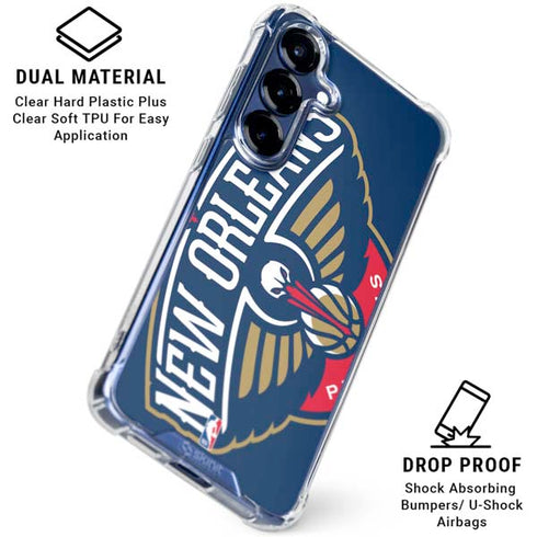 NBA New Orleans Pelicans Large Logo Galaxy S25 Plus Clear Case