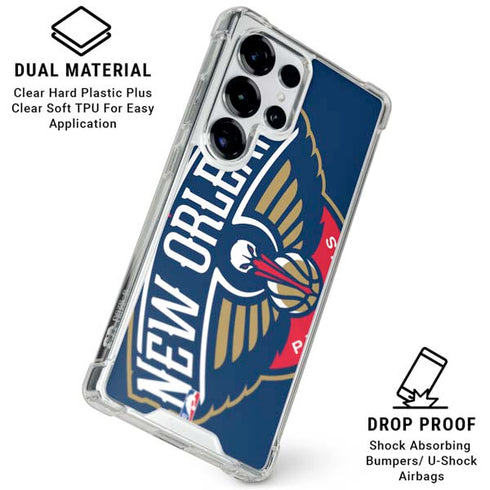 NBA New Orleans Pelicans Large Logo Galaxy S25 Ultra Clear Case
