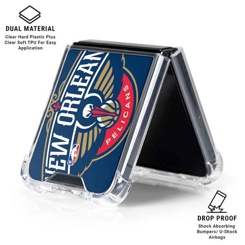 NBA New Orleans Pelicans Large Logo Galaxy Z Flip6 Clear Case
