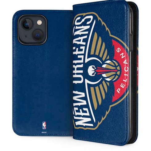 NBA New Orleans Pelicans Large Logo iPhone 15 Plus Folio Case