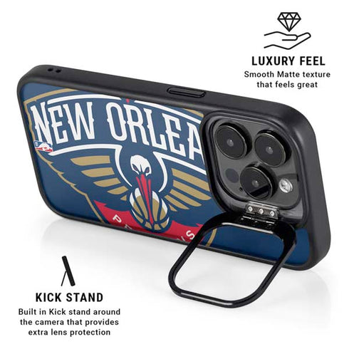 NBA New Orleans Pelicans Large Logo iPhone 15 Pro Kickstand Case