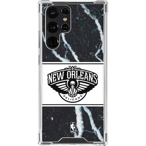 NBA New Orleans Pelicans Marble Galaxy S23 Ultra Clear Case