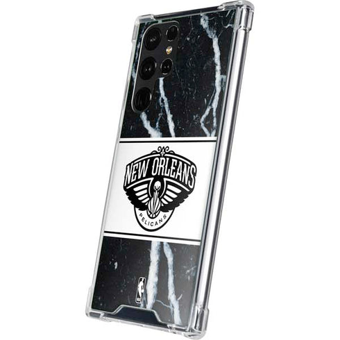 NBA New Orleans Pelicans Marble Galaxy S23 Ultra Clear Case