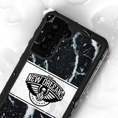 NBA New Orleans Pelicans Marble Galaxy S24 Plus Waterproof Case
