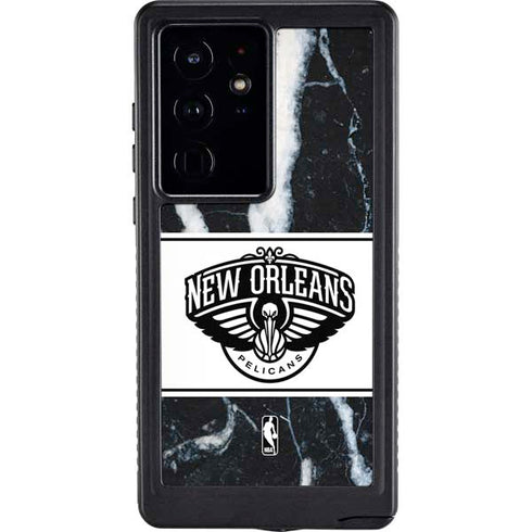 NBA New Orleans Pelicans Marble Galaxy S24 Ultra Waterproof Case