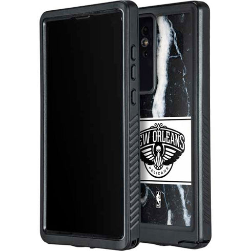 NBA New Orleans Pelicans Marble Galaxy S24 Ultra Waterproof Case