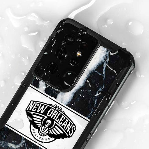 NBA New Orleans Pelicans Marble Galaxy S24 Ultra Waterproof Case