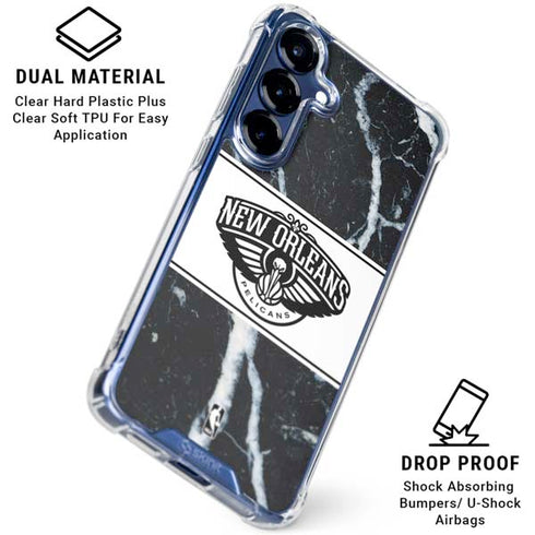 NBA New Orleans Pelicans Marble Galaxy S25 Clear Case