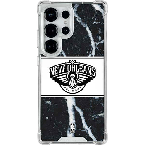 NBA New Orleans Pelicans Marble Galaxy S25 Ultra Clear Case