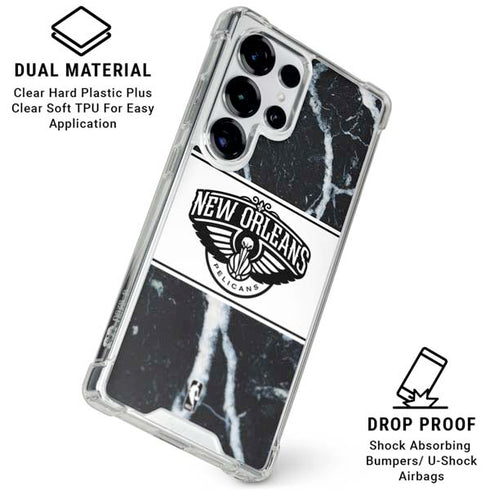 NBA New Orleans Pelicans Marble Galaxy S25 Ultra Clear Case