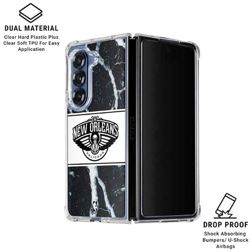 NBA New Orleans Pelicans Marble Galaxy Z Fold6 Clear Case