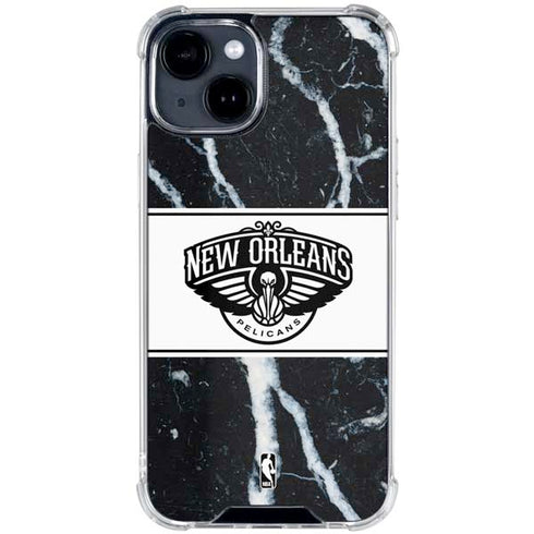 NBA New Orleans Pelicans Marble iPhone 15 Clear Case