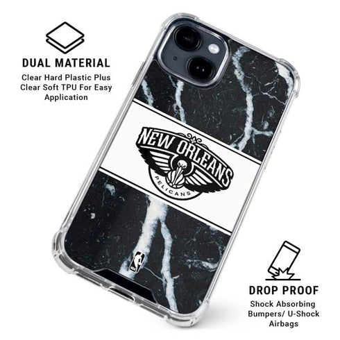 NBA New Orleans Pelicans Marble iPhone 15 Clear Case