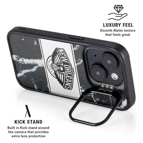NBA New Orleans Pelicans Marble iPhone 15 Plus Kickstand Case