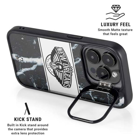 NBA New Orleans Pelicans Marble iPhone 15 Pro Max Kickstand Case