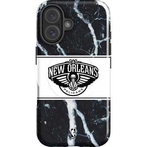 NBA New Orleans Pelicans Marble iPhone 16 Magsafe Impact Case