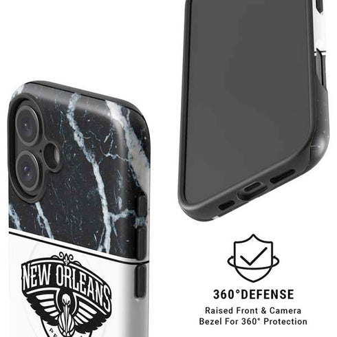 NBA New Orleans Pelicans Marble iPhone 16 Magsafe Impact Case