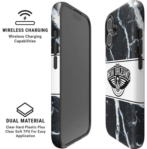 NBA New Orleans Pelicans Marble iPhone 16 Plus Magsafe Impact Case