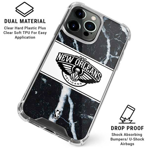 NBA New Orleans Pelicans Marble iPhone 16 Pro Max Clear Case