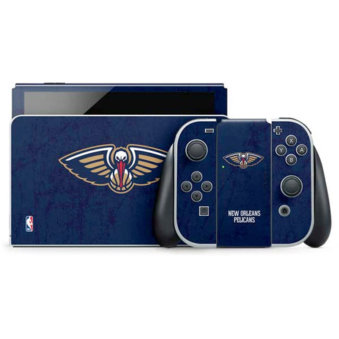 NBA New Orleans Pelicans Distressed Nintendo Switch OLED (2021) Skin
