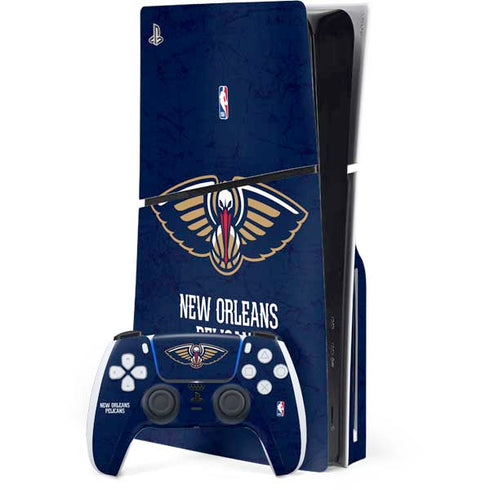 NBA New Orleans Pelicans Distressed PS5 Slim Disk Bundle Skin