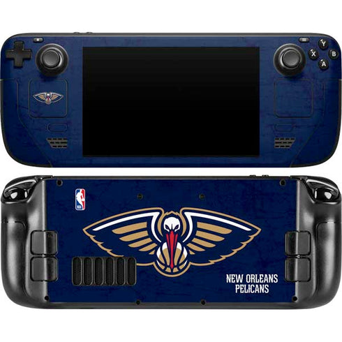 NBA New Orleans Pelicans Distressed Steam Deck Handheld Gaming Computer Skin