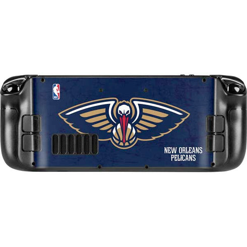 NBA New Orleans Pelicans Distressed Steam Deck Handheld Gaming Computer Skin