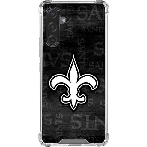 NFL New Orleans Saints Black & White Galaxy A17 Clear Case