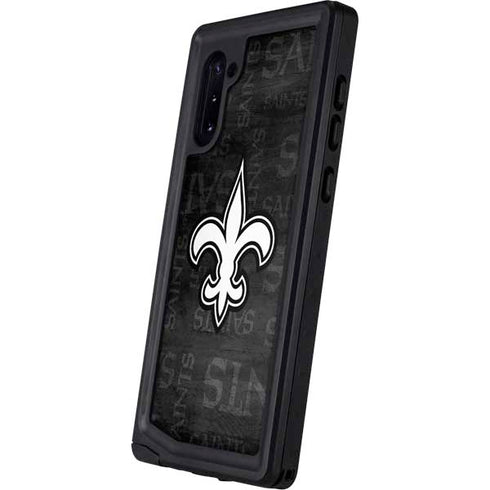 NFL New Orleans Saints Black & White Galaxy Note 10 Waterproof Case