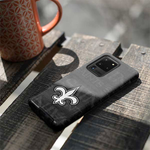 NFL New Orleans Saints Black & White Galaxy S20 Ultra 5G Pro Case