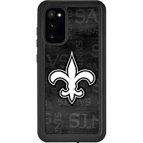 NFL New Orleans Saints Black & White Galaxy S20 Waterproof Case
