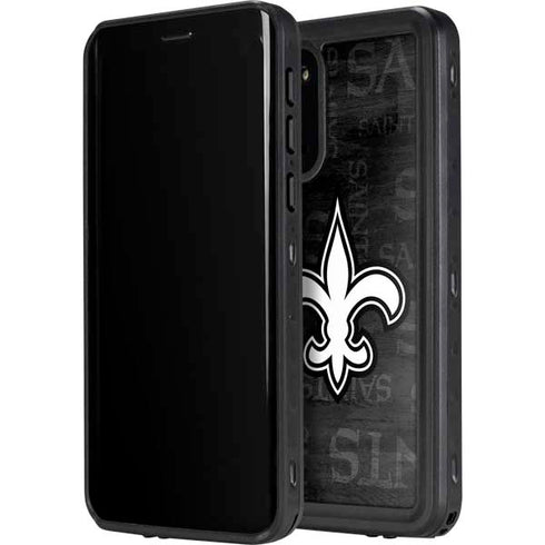 NFL New Orleans Saints Black & White Galaxy S20 Waterproof Case