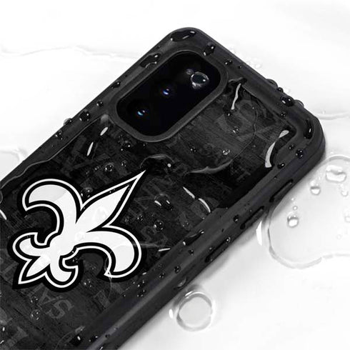 NFL New Orleans Saints Black & White Galaxy S20 Waterproof Case