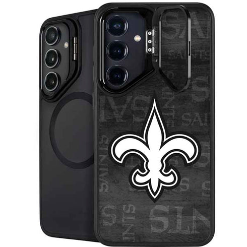 NFL New Orleans Saints Black & White Galaxy S25 Kickstand Case