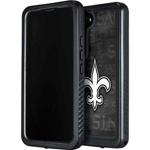 NFL New Orleans Saints Black & White Galaxy S24 Plus Waterproof Case