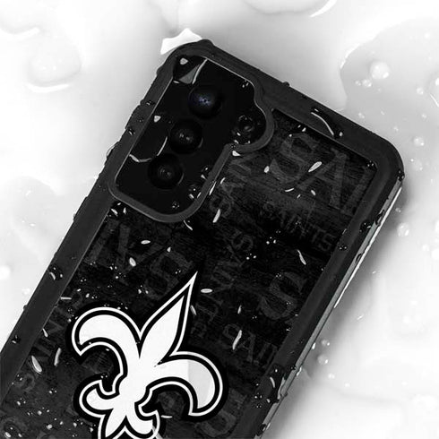 NFL New Orleans Saints Black & White Galaxy S24 Plus Waterproof Case