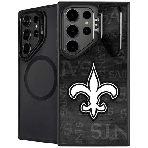 NFL New Orleans Saints Black & White Galaxy S24 Ultra Kickstand Case