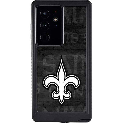 NFL New Orleans Saints Black & White Galaxy S24 Ultra Waterproof Case