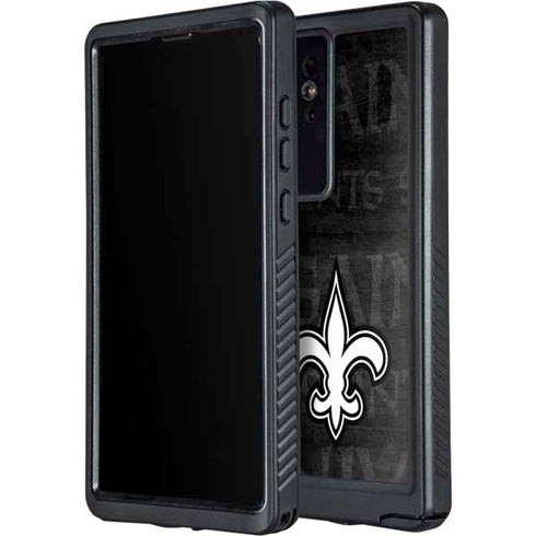 NFL New Orleans Saints Black & White Galaxy S24 Ultra Waterproof Case