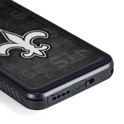 NFL New Orleans Saints Black & White Galaxy S24 Waterproof Case