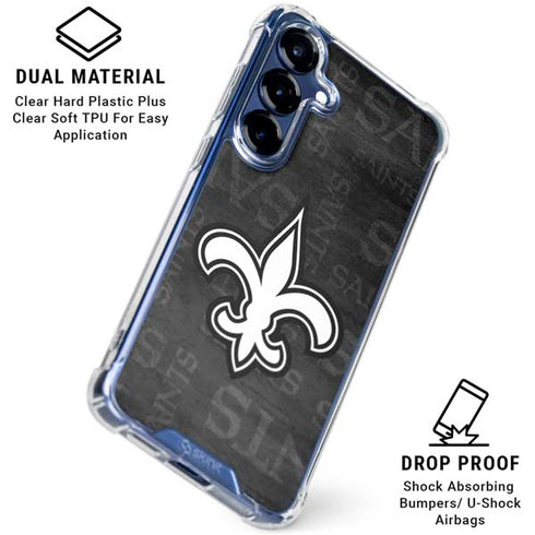 NFL New Orleans Saints Black & White Galaxy S25 Clear Case