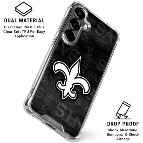NFL New Orleans Saints Black & White Galaxy S26 Plus Clear Case