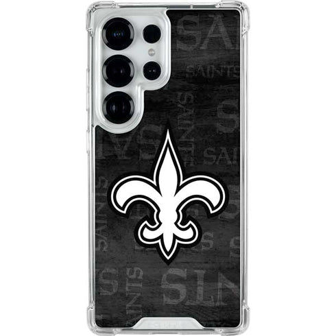 NFL New Orleans Saints Black & White Galaxy S26 Ultra Clear Case