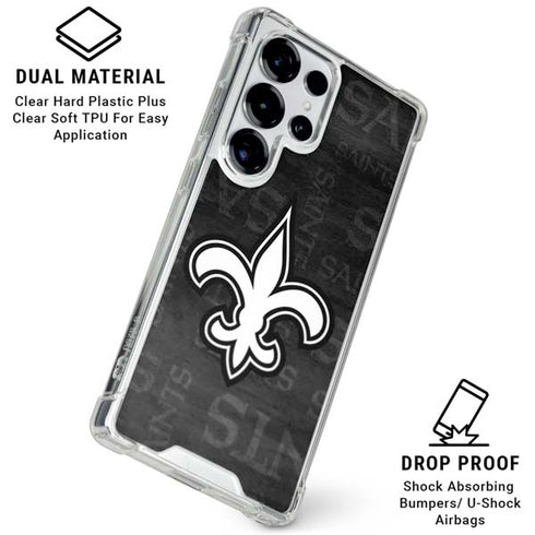 NFL New Orleans Saints Black & White Galaxy S26 Ultra Clear Case