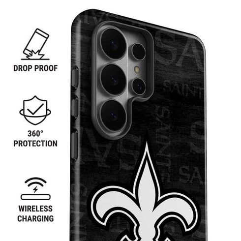 NFL New Orleans Saints Black & White Galaxy S26 Ultra Impact Case