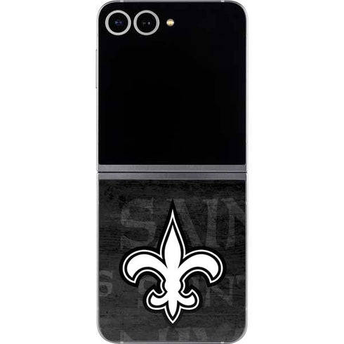 NFL New Orleans Saints Black & White Galaxy Z Flip6 Skin